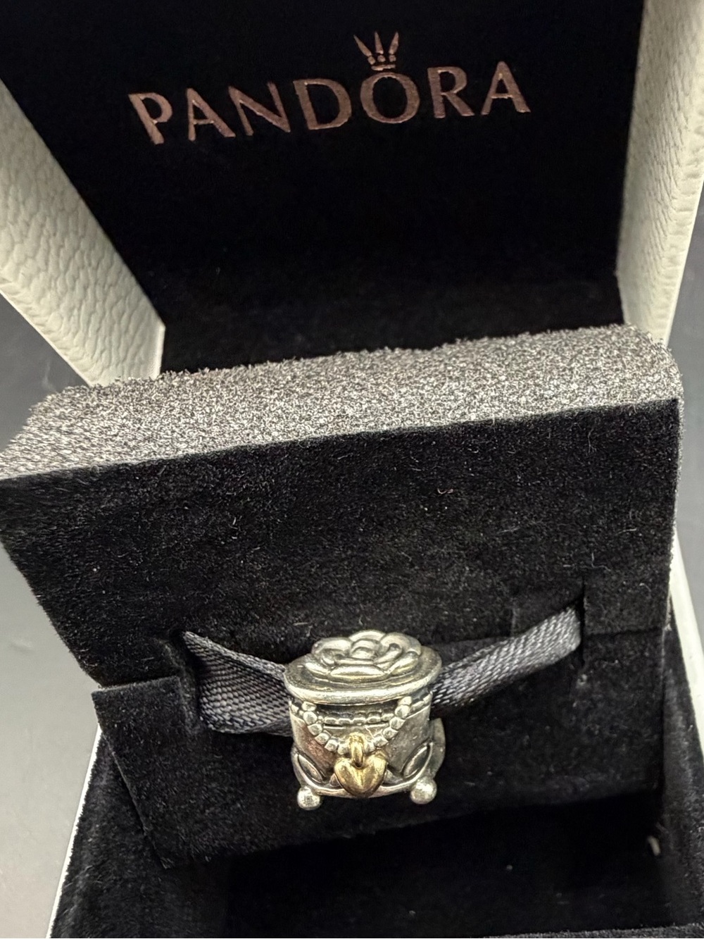 Pandora Two-Tone Treasure Chest / Jewelry Box Charm – Rose & Gold Heart Detail